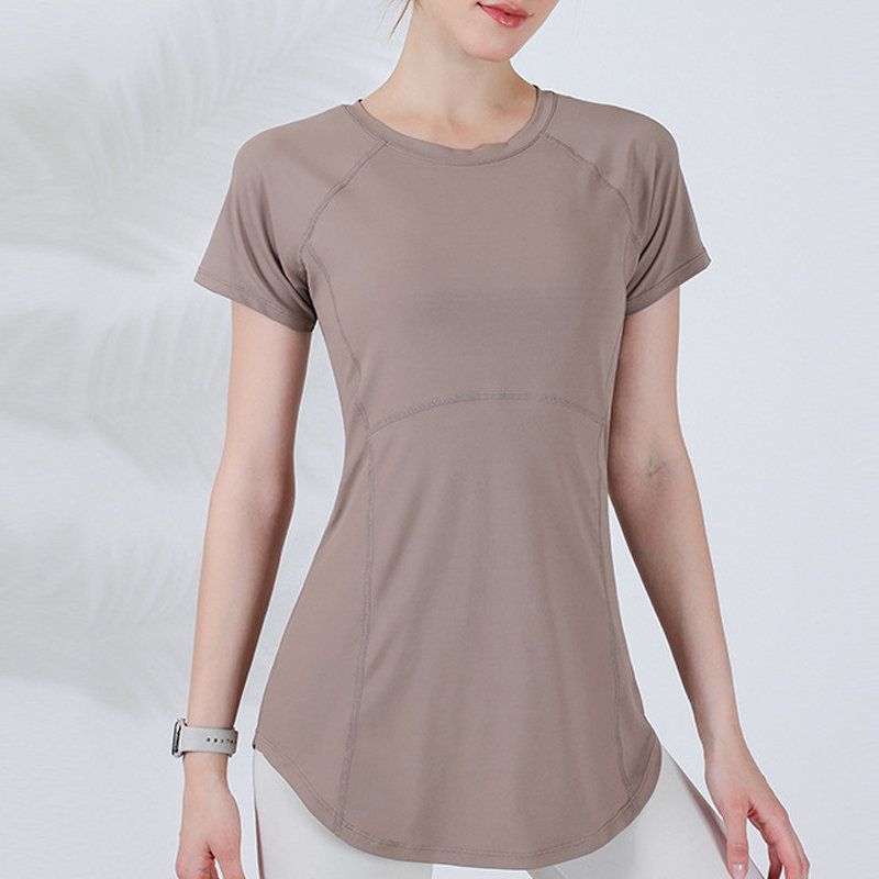 Ženska joga majica, Slim fit, srednja duljina, kratki rukavi, poliester