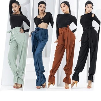 Muške hlače za latino plesne treninge, Corduroy-linen tkanina, ljeto-jesen