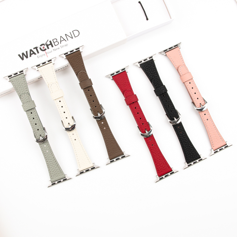 Kožna narukvica za Apple Watch s Lychee uzorkom, 18 mm, za Series 11/10/9/8/SE/Ultra3, minimalistički stil