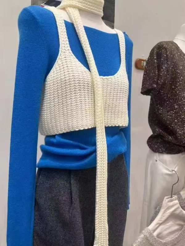 Ženski trodjelni pulover s kapuljom, dugi rukavi, okrugli izrez, poliester-elastan tkanina, kontrastni uzorak, ležerni svakodnevni stil