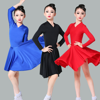 Детски танцов комплект за латина и национален стандарт — едноцветен модел, материал: найлон