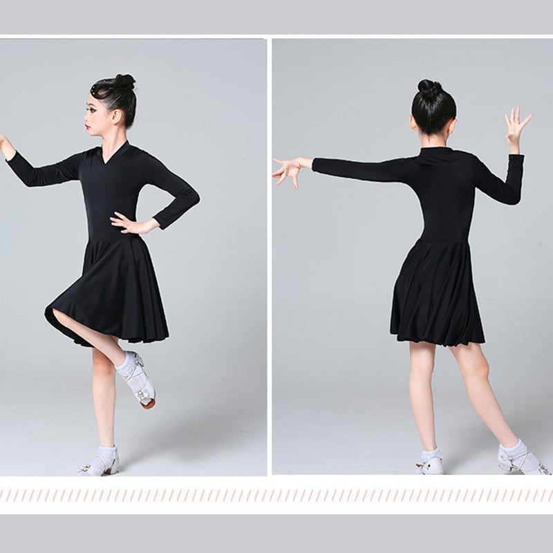 Детски танцов комплект за латина и национален стандарт — едноцветен модел, материал: найлон