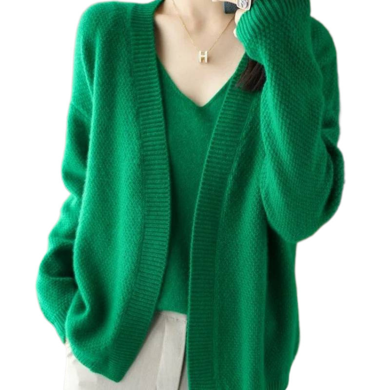 Ženski dvodijelni pleteni set cardigan s V-izrezom, slobodan kroj, jesen 2025