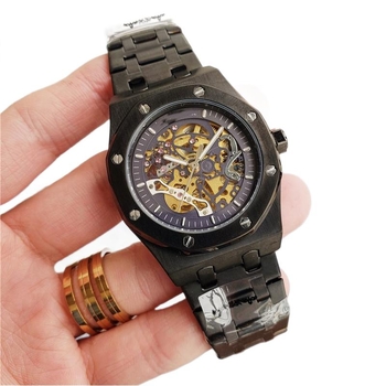 Muški skeletni mehanički sat, brojčanik 41 mm, svjetleće kazaljke, vodootporan do 10 m, kućište od volframske čeli, euro-američki stil