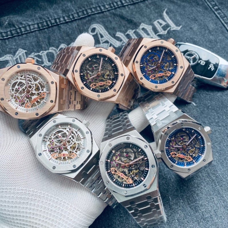 Muški skeletni mehanički sat, brojčanik 41 mm, svjetleće kazaljke, vodootporan do 10 m, kućište od volframske čeli, euro-američki stil
