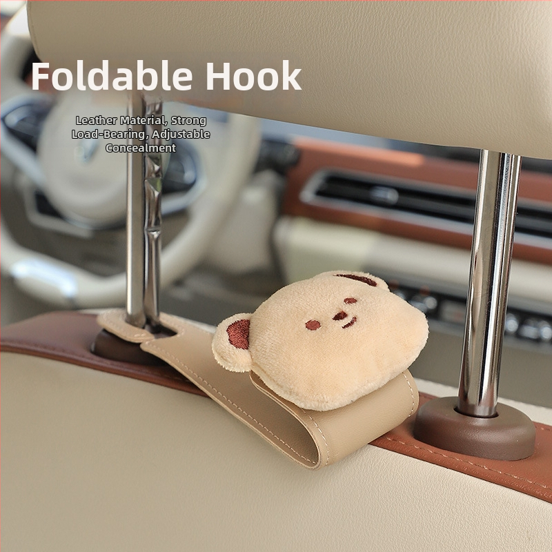 Háčik na auto na operadlo sedadla — koža, karikatúrny štýl, vnútorná dekorácia