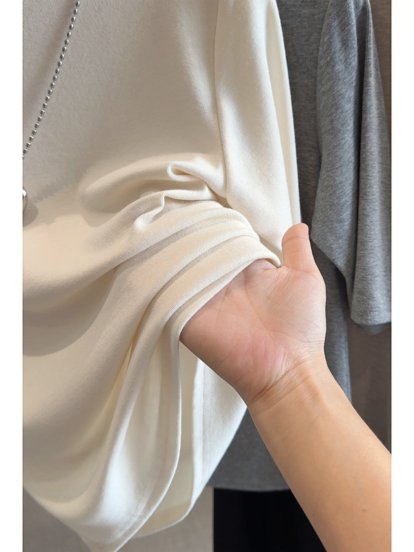 Majica s kapuljom, casual stil, polu-visoki ovratnik, srednji rukav, jednobojna poliester tkanina