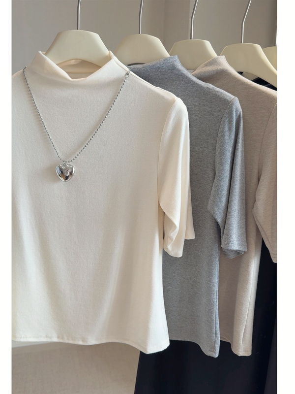 Majica s kapuljom, casual stil, polu-visoki ovratnik, srednji rukav, jednobojna poliester tkanina