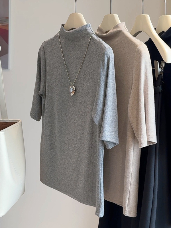 Majica s kapuljom, casual stil, polu-visoki ovratnik, srednji rukav, jednobojna poliester tkanina
