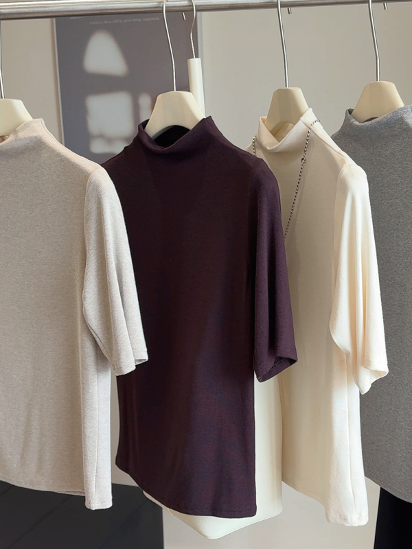 Majica s kapuljom, casual stil, polu-visoki ovratnik, srednji rukav, jednobojna poliester tkanina