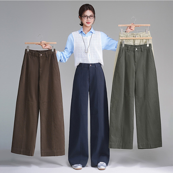 Ženske traperice visokim strukom, široke nogavice, ravni kroj, 95% pamuk, bez peglanja, casual stil