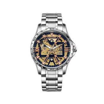 Ceas mecanic pentru bărbați, cu fereastră luminoasă transparentă și spate transparent, rezistență la apă 30 m, mișcare mecanică originală 5016