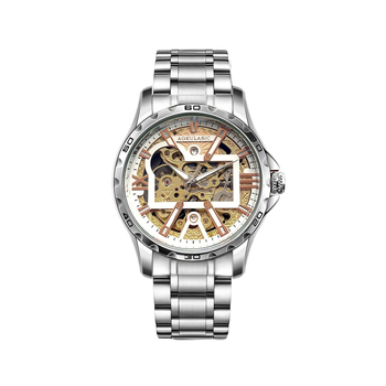 Ceas mecanic pentru bărbați, cu fereastră luminoasă transparentă și spate transparent, rezistență la apă 30 m, mișcare mecanică originală 5016