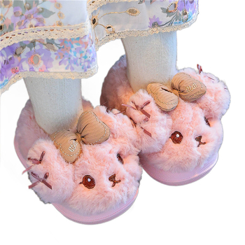 Papuci copii cu imprimeu desen animat, căptușiți cu fleece, talpă EVA, pentru iarnă, groși