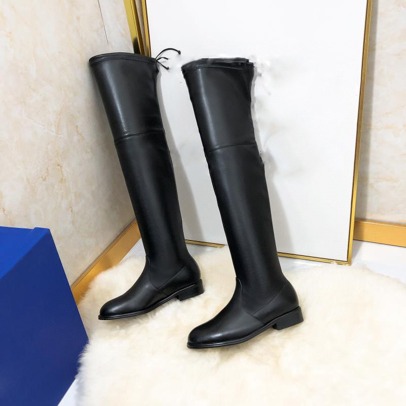 Cizme peste genunchi pentru femei, velur, închidere cu șnur, toc gros 1–3 cm, talpă din cauciuc