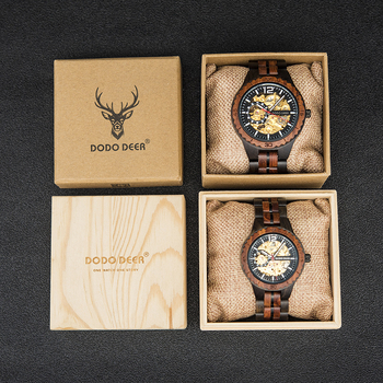 Ceas mecanic din lemn pentru cupluri – cadran de 40mm, rezistență la apă 50m, carcasă din oțel inoxidabil, curea din oțel inoxidabil și lemn