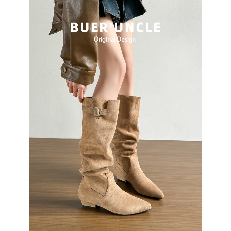 Sieviešu zābaki no split ādas, ar apaļu purnu, zemā kātiņa, gumijas zole, 3-5 cm papēdis