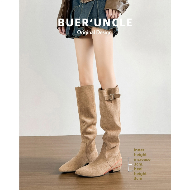 Sieviešu zābaki no split ādas, ar apaļu purnu, zemā kātiņa, gumijas zole, 3-5 cm papēdis