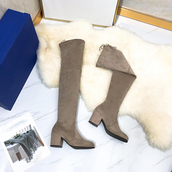 Pāri ceļgalam velūra zābaki ar biezu papēdi, 6–8 cm, šņorēšana