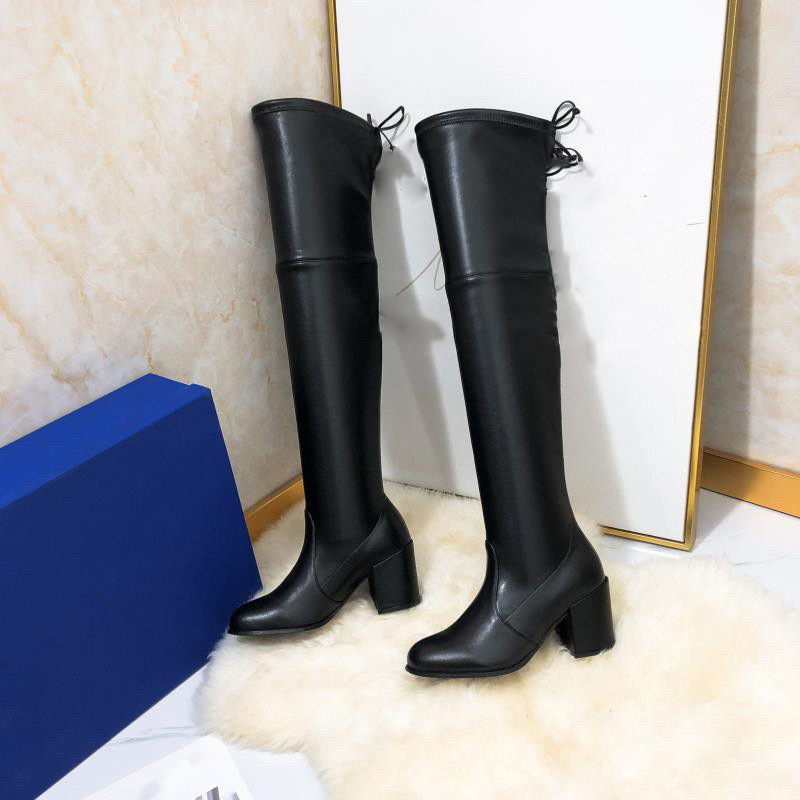 Pāri ceļgalam velūra zābaki ar biezu papēdi, 6–8 cm, šņorēšana