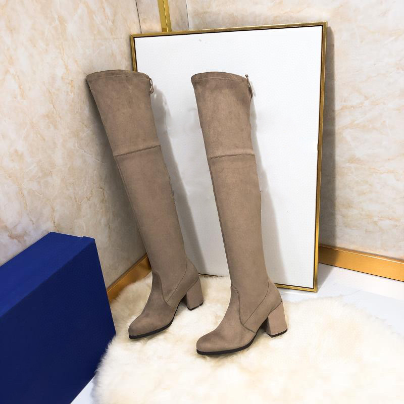 Pāri ceļgalam velūra zābaki ar biezu papēdi, 6–8 cm, šņorēšana