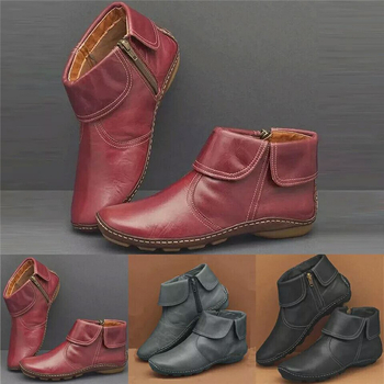 Sieviešu Martin zābaki, PU augšdaļa, gumijas zole, apaļš purns, zems kvadrātveida papēdis 1-3 cm, sāns rāvējslēdzējs