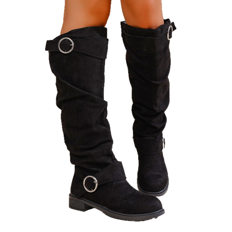 Ritera zābaki, auduma augšdaļa, zamšēta apdare, apaļa pirksta forma, kvadrātains zemais papēdis 1–3 cm, gumijas zole.