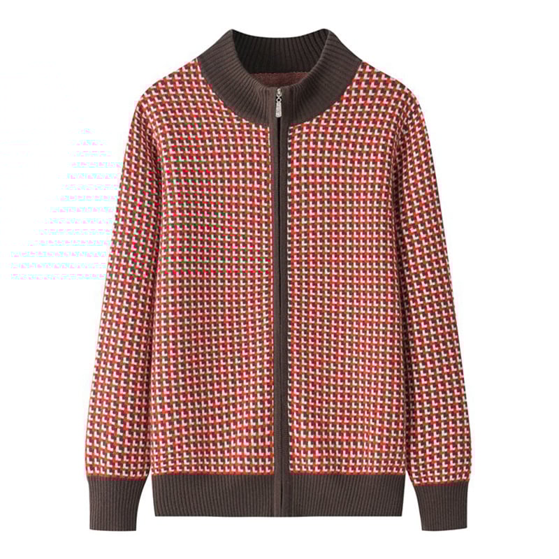 Sieviešu biezs vilnas kardigans, country stila ar māksliniecisku retro noskaņu, apaļš kakla līnija, garas piedurknes, brīvs piegriezums