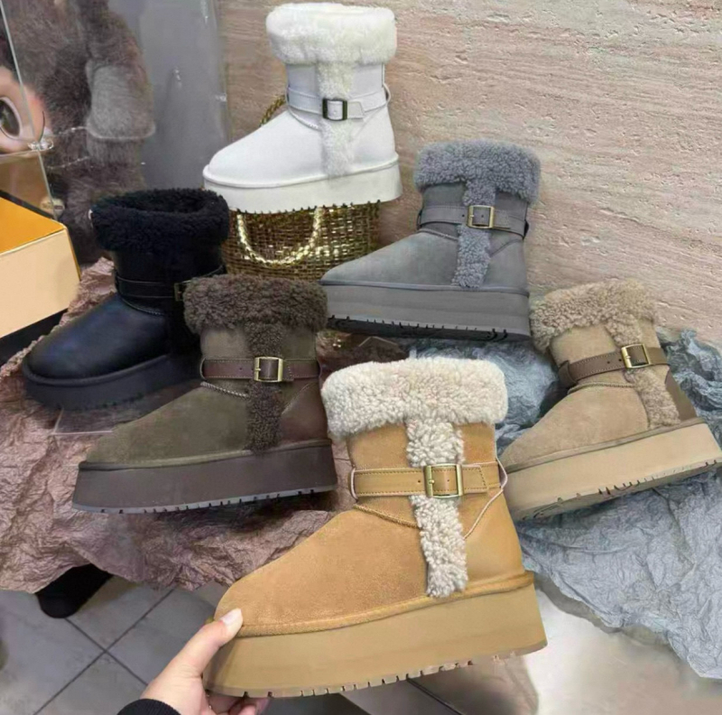 Ženske zimske Martin čizme od prave kože – gumenom potplatom, srednje visoki gležanj, 3–5 cm debeli potpetica, bez vezivanja