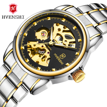 Ceas mecanic pentru bărbați, design skeleton, mișcare Seagull, carcasă și brățară din oțel inoxidabil, cadran transparent, spate transparent, rezistență la apă 30m