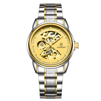 Ceas mecanic pentru bărbați, design skeleton, mișcare Seagull, carcasă și brățară din oțel inoxidabil, cadran transparent, spate transparent, rezistență la apă 30m