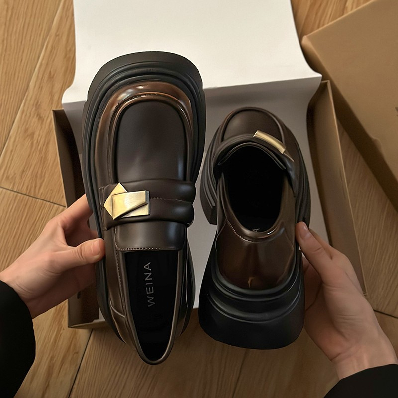 Loafers pentru femei, vârf rotund, parte superioară din microfibră, închidere Velcro, toc mediu 3–5 cm