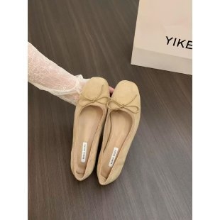 Pantofi Mary Jane în stil coreean, din velur, vârf drept, slip-on, gleznă joasă