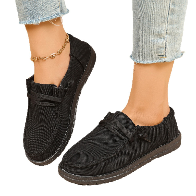 Loafers casual pentru femei, slip-on, talpă mică 1–3 cm, partea superioară din țesătură, căptușeală din plasă, talpă PU, talpă din cauciuc, potrivite pentru toate sezoanele