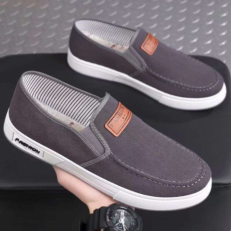 Unisex auduma tenisa kurpes ar apaļu purnu, bez šņorēm, gumijas zole