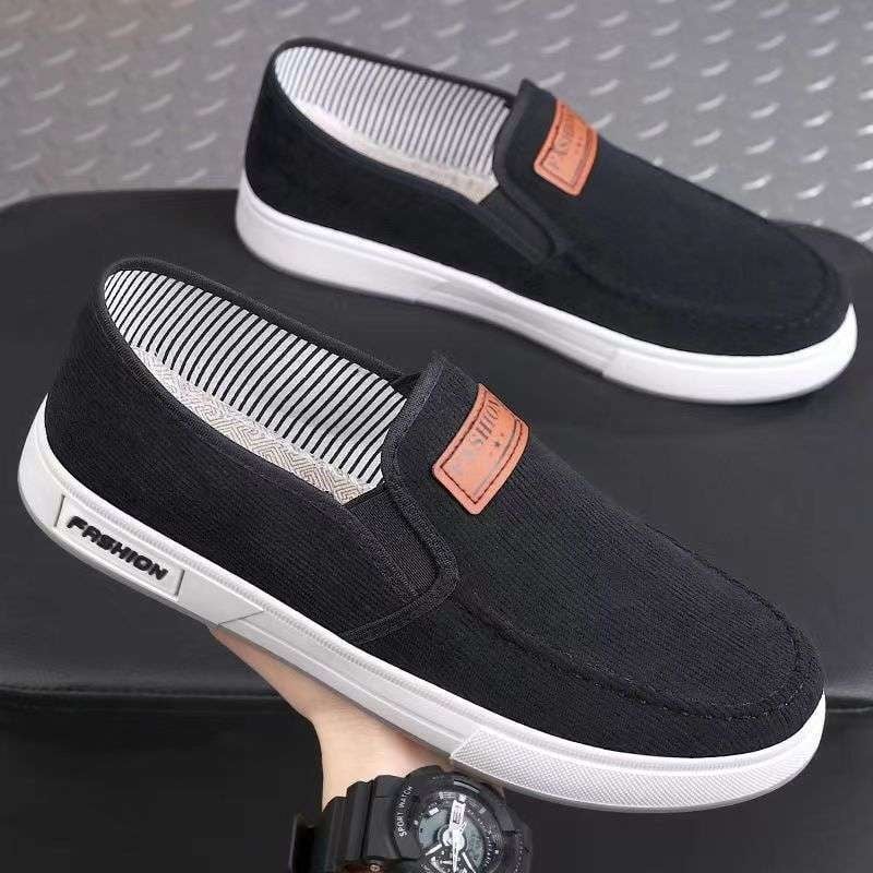 Unisex auduma tenisa kurpes ar apaļu purnu, bez šņorēm, gumijas zole