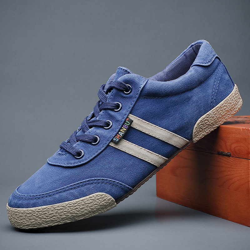 Muške platnene tenisice za svakodnevno nošenje, casual, s vezanjem, zaobljeni vrh, ravna potplat