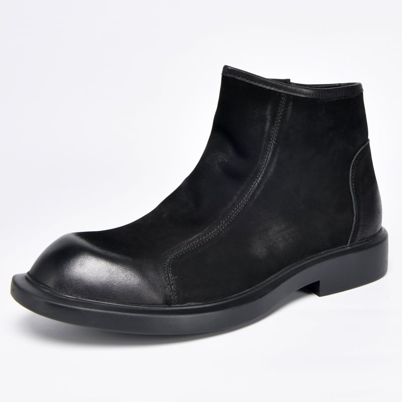 Мъжки Chelsea обувки от естествена кожа - Горна част: първи слой телешка кожа, Стелка: първи слой свинска кожа, Подметка: вулканизирана гума, Закопчаване: катарама, Сезон: пролет и есен