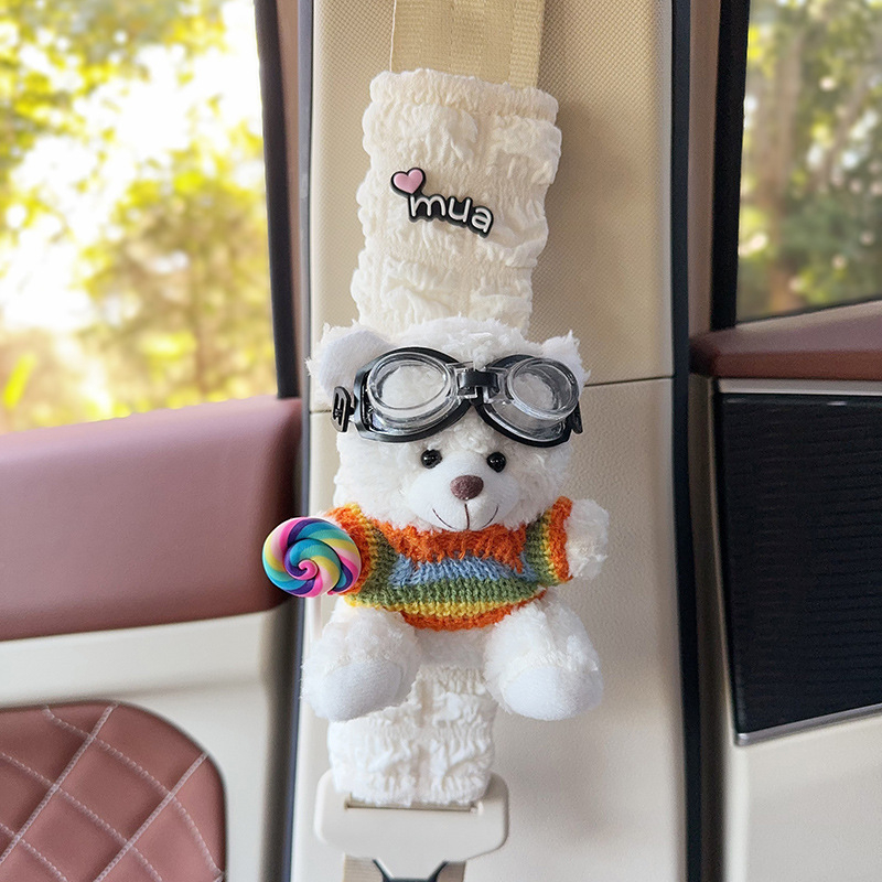 Auto turvavöö õla padja – karikatüürne plüüškaru, polüester, ilma logota