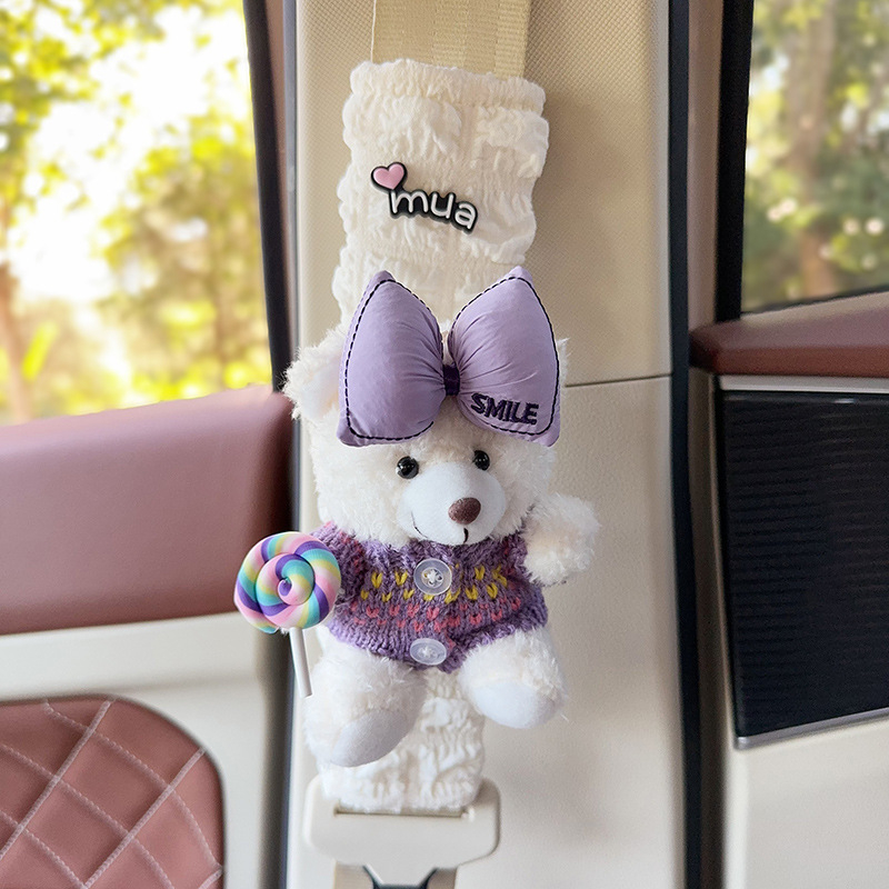 Auto turvavöö õla padja – karikatüürne plüüškaru, polüester, ilma logota