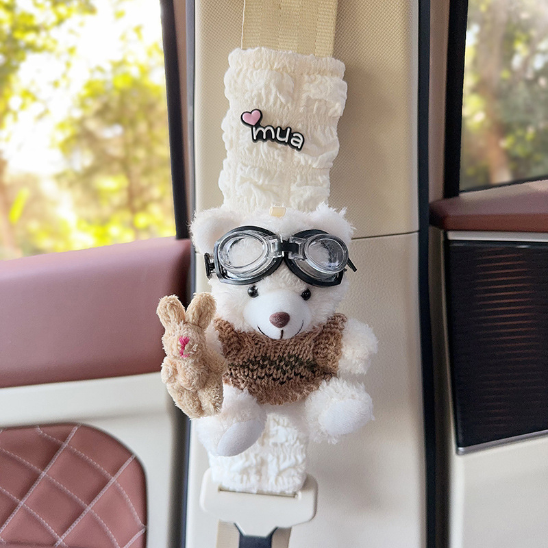 Auto turvavöö õla padja – karikatüürne plüüškaru, polüester, ilma logota