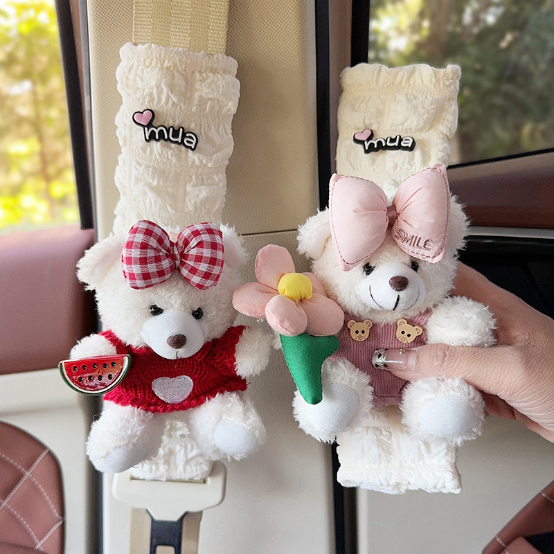 Auto turvavöö õla padja – karikatüürne plüüškaru, polüester, ilma logota