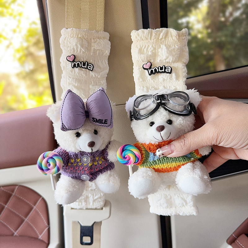 Auto turvavöö õla padja – karikatüürne plüüškaru, polüester, ilma logota