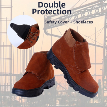 Töökingad keevitajale, kõrge varrega, teraskaitse varvas, veisnahk, kummist tald, nahkvooder