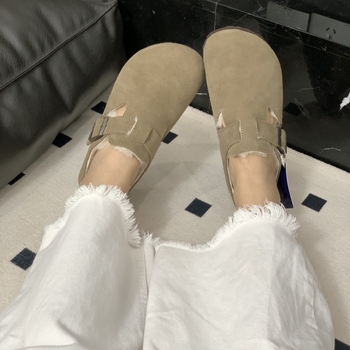 Moccasini din piele cu căptușeală din lână de oaie, închidere cu cataramă, talpă EVA, toc mic 1–3 cm, călduroase pentru iarnă și toamnă