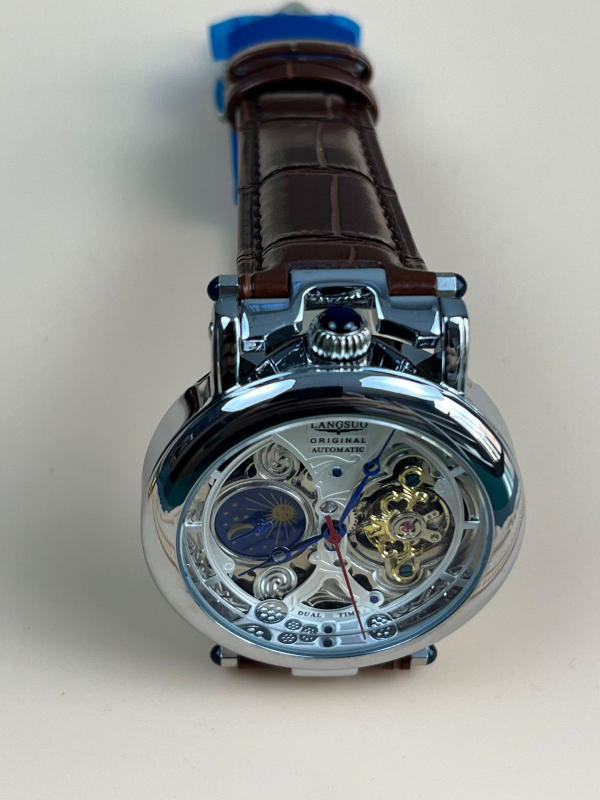 Langsu LG89105 mehanički sat – vodootporan do 30m, Shanghai mehanizam, kalendar, kožni kaiš, analogni prikaz