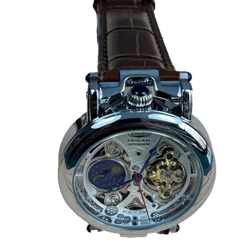Langsu LG89105 mehanički sat – vodootporan do 30m, Shanghai mehanizam, kalendar, kožni kaiš, analogni prikaz