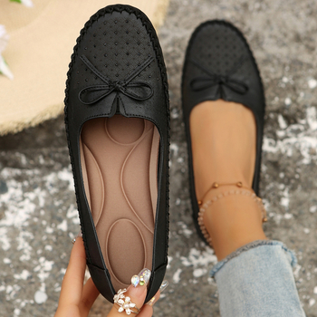 Ženske slip-on loaferice s mašnicom, okrugli vrh, PU gornji dio, gumeni đon