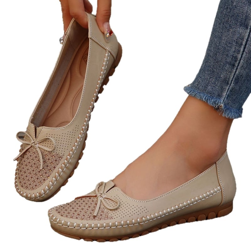 Ženske slip-on loaferice s mašnicom, okrugli vrh, PU gornji dio, gumeni đon