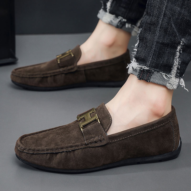 Footlish Мъжки Slip-On обувки от PU кожа, анти‑плъзгане, закръглен нос, нисък ток 1–3 cm